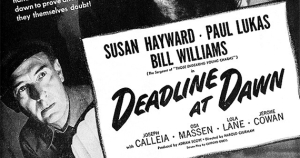Magazine advertisement for the 1946 film Deadline at Dawn Date	March 1946 publication Source	Photoplay for March 1946, page 9 Author	RKO Pictures